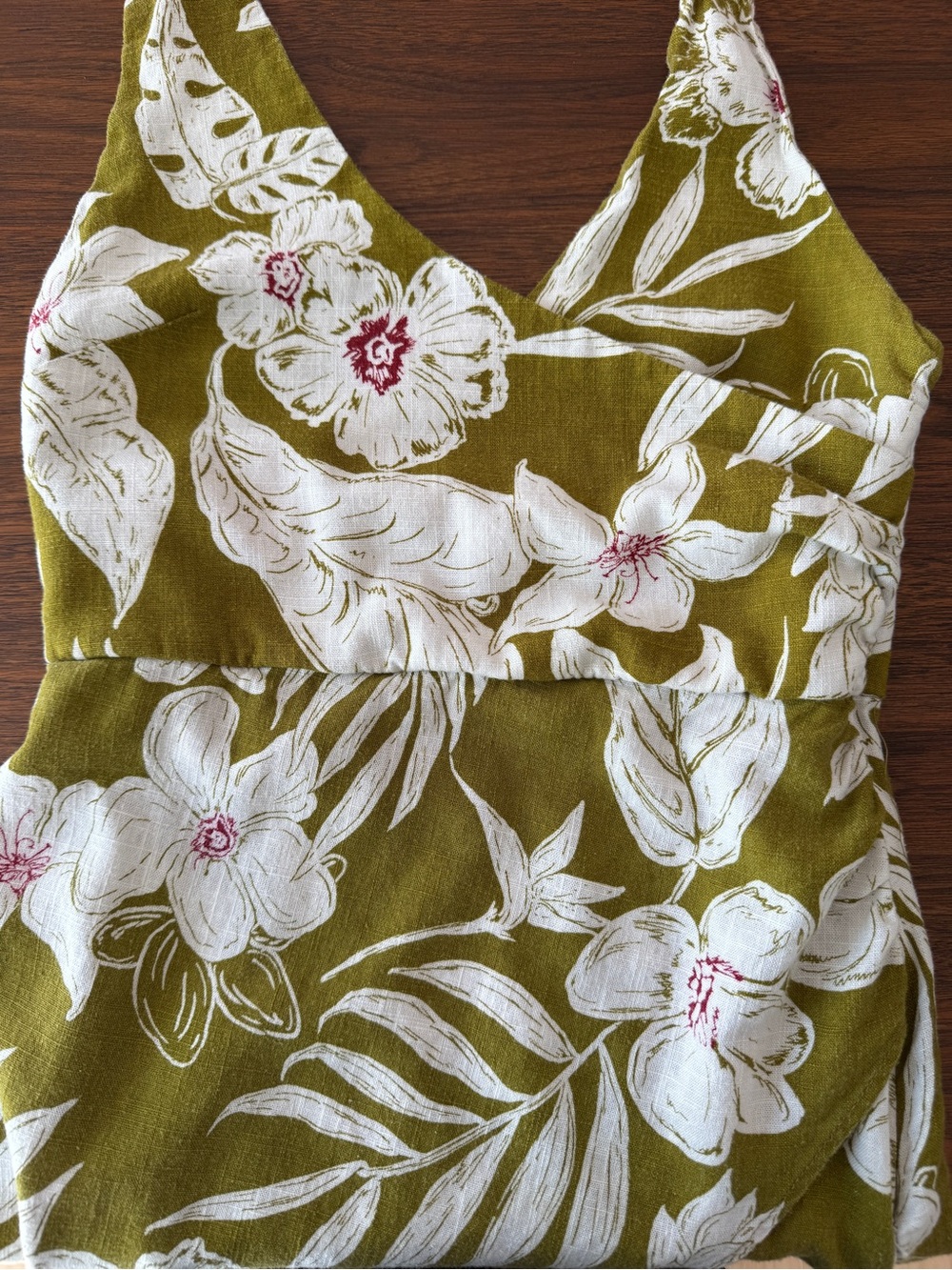 ZARA Tropical Floral Halter Midi Dress – Olive & Cream: XS - Picture 13 of 16